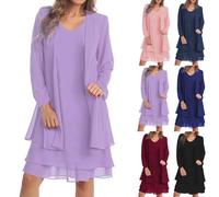 Wedding Dresses for Older Brides Green Dresses for Women, Boho Maxi Dress Summer Teens 2025 Goth Dress Plus Size Women's Fashion Two Pieces Solid Color Mother of The Bride Lace Dresses 3-Purple, M