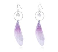 Wedding Earrings, Dangle Sterling Silver Earrings Style 2 Cubic Zirconia Wings 70X15mm for Women New Year Jewelry Modern