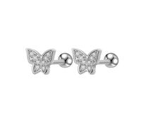 Wedding Earrings for Brides, Silver Earrings Stack Butterfly with Cubic Zirconia Stainless Steel