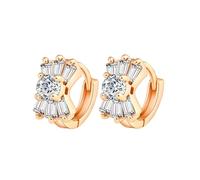 Wedding Earrings for Women, Gold Hoops Earrings and Flower Shape Cubic Zirconia 7mm for Wife Birthday Jewelry Upgrade
