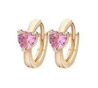 Wedding Earrings, Womens Gold Hoop Earrings Heart Shaped with Cubic Zirconia 5X12mm for Lesbian Anniversary Jewelry Modern