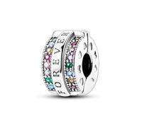 Wedding Engagement Ring Lucky Clover Birthday Mother Charm Bead Pendant 925 Sterling Silver Compatible With Pandora Charm Moments Bracelet (Forever Love You Heart Clip On Stopper)