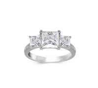 Wedding Engagement Ring, Set Wedding Ring Elegant Square with Princess Cut Moissanite 9K White Gold Size P 1/2