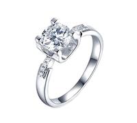 Wedding Engagement Rings, Sterling Silver Knuckle Rings 925 Solitaire Simple Design Silver with White Round Brilliant Shape Moissanite