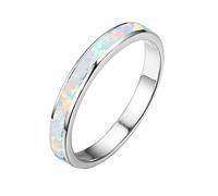 Wedding Engagement Rings Wedding for Women Jewelry Mens Wedding Inlay Rings Created-Opal Tungsten Bands Fashion Gifts Rings Chunky Diamond Ring (White, 7)