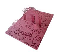 Wedding Evening Invitations, 3D Pop Up Bride Groom Wedding Invitations Laser Floral Bridal Engagement Multicolor 10 pcs(Red)