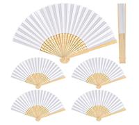 Wedding Fans, 6 Pcs Hand Fan Folding, Handheld Fan Folding for Women, Paper Folded Fan for Party Favor, Wall Decoration, Dancing, DIY Wedding Gift (White)