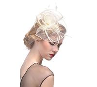 Wedding Fascinator Hat for Women Sinamay Feather Flower Church Tea Party Headdress