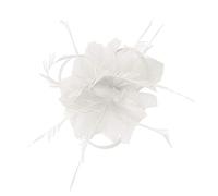 Wedding Fascinator Hat Women Tea Cocktail Party Headband Headwear Head Pieces Bridal Headdress Flower Feather Hair Hat Elegant Flower Wedding for Girls and Women Athletic Head (White, One Size)