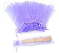 Wedding favour bags,Organza Gift Small Jewelry Pouches Wedding Drawstring Bag, Silk Pouch for Hand Fans(Purple)(Purple)