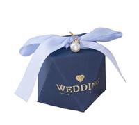 Wedding Favour Box,Candy Boxes, Candy Box Packaging Boxes Chocolate Packing(Blue Gray Ribbon 2,50 PCS8X6X6 CM)