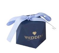 Wedding Favour Box,Candy Boxes, Candy Box Packaging Boxes Chocolate Packing(Blue Gray Ribbon 3,20 PCS8X6X6 CM)