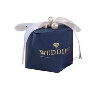 Wedding Favour Box,Candy Boxes, Candy Box Packaging Boxes Chocolate Packing(White Ribbon 2,50 PCS8X6X6 CM)
