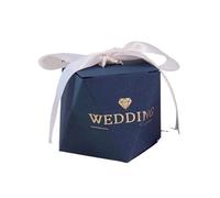 Wedding Favour Box,Candy Boxes, Candy Box Packaging Boxes Chocolate Packing(White Ribbon 3,50 PCS8X6X6 CM)