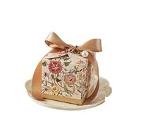 Wedding Favour Boxes 10 Pieces, Niches Hand-painted Flowers Series Engagement Wedding Candy Box Anniversary Box General(Khaki)