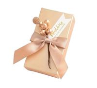 Wedding Favour Boxes 20Pcs Square Paper Box Gold Candy Boxes Ribbon Beading Chocolate Cake Lipstick Wedding Thanksgiving Anniversary Packaging(Gold-wedding)