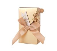 Wedding Favour Boxes 20Pcs Square Paper Box Gold Candy Boxes Ribbon Beading Chocolate Cake Lipstick Wedding Thanksgiving Anniversary Packaging(Gold-thank you)