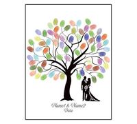 Wedding Fingerprint Tree 16 Inch Photo Frame Fingerprint DIY Leaf Wedding Tree Guest Book Souvenir (Inkpad & Included)(Color018,16inch (Black Frame))