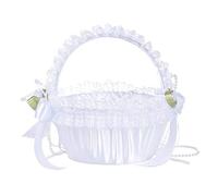 Wedding Flower Attendant Basket | Lace Decorated Petal Holder | Elegant Bridal Accessory for Ceremony/Aisle/Reception | 20cm Large Capacity Basket for Sweets & Presents