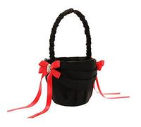 Wedding Flower Basket, Red Satin Bowknot Design Wedding Party Rhinestone Flower Girl Baskets Bridesmaid Basket for Wedding Decoration Storage Basket Hanging Basket - Black, 1322cm