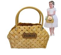 Wedding Flower Girl Basket | Rustic Woven Flower Basket with Handle,Candy Basket, Home Decor, Decorative Table Centerpiece for Weddings Celebrations