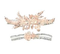 Wedding Garter Ladies Lace Garter Bridal Leg Strap Embroidered Beaded Garter for Weddings, Parties, Dinners(Color2)