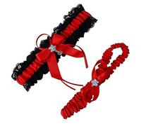 wedding garter set women lace wedding garter bride garter set including keepsake garter and toss garter, Red/Black, One Size