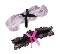 Wedding Garter Wedding Garter Multicolor Lace Princess Windlass Leg Loop Bow Elastic Accessories Collar Set Bridal for Women(White Black)