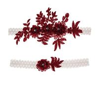 Wedding Garters Set Lace Bridal Garter Stretchy Floral Garter for Bride Burgundy