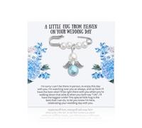 Wedding Gift Angel Pin for Bridal Bouquet Charms Blue Angel Wing Memorial Pearl Brooch for Bride Sympathy Remembrance Gift in Memory of Mom Dad