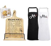 Wedding Gift for Couple 2024: Happy Anniversary Cookbook Stand with Apron, Engagement & Bridal Shower Gift for Newlyweds