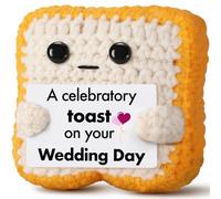 Wedding Gift for Couple, Bride and Groom - Funny Crochet Toast Keepsake - Unique Bridal Shower, Engagement Gift for Mr & Mrs - Cute Home Decor & Card Alternative
