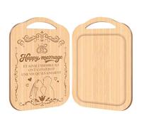 Wedding Gift for Couples, Bamboo Engraved Chopping Board, Double Sided Cutting Board with Juice Groove & Hanging Hole, 20x30x1cm Happy Marriage Kitchen Decor for Wedding, Newlyweds, Bridal Shower
