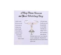Wedding Gift from Deceased Mom Dad Blue Angel Memory Bouquet Charm Brooch | Bereavement Remembrance Memorial Gift for Bride, Lost Loved One Sympathy Bridal Bouquet Brooch Pin, Wedding Hug from Heaven