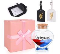 Wedding Gift Honeymoon Sand Keepsake Jar Set with Mr and Mrs Luggage Tags for Couple Valentine Day Decor, Perfect Honeymoon Gifts for Couples,Bridal Shower Souvenirs, Romantic Travel Accessories