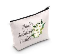 Wedding Gift Mother of Bride Mother of The Groom Wedding Makeup Bag Engagement Cosmetic Bag Gift for Mother in Law and Brides Mom (Bride's Fabulous Mother White), L