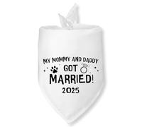 Wedding Gifts 2025 My Mommy and Daddy Got Married Dog Bandana for Dogs Perfect Dog Wedding Bandana Engagement Announcement Engagement Gift for Couples Pet Scarf for Small Medium Cats Dogs 2025