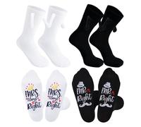 Wedding Gifts for Bride and Groom, 2pairs Mr Right Mrs Always Right Couple Socks, Mr and Mrs Gifts, Wedding Anniversary Engagement Present, Novelty Couple Magnetic Holding Hands Socks for Her Him