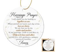 Wedding Gifts For Bride And Groom, Ceramic Christian Engagement Hanging Ornament Marriage Prayer, Mr And Mrs Married Keepsake, Just Married Round Plague Pendants With Storage Bag And Box