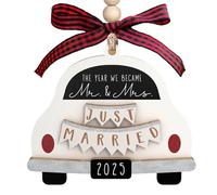 Wedding Gifts for Bride and Groom, Engagement Gifts for Couple, Wooden Wedding Day Gifts, Just Married Gifts with Gift Box, Newlyweds Ceramic Marry Plaque Ornament