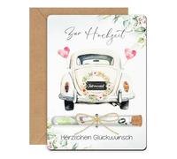 Wedding Gifts for Bride and Groom, Money Gift, Wedding Packaging with Test Tube, Creative Wooden Wedding Gift, Wedding Car, 15 x 11 cm