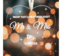 Wedding Gifts for Bride and Groom, Newly Mr and Mrs Gifts Just Married Decorations Wedding Present Personalised Heart Keepsake Ornament for Couples with Gift Bag