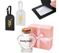 Wedding Gifts for Bride and Groom, Wedding Gifts, 4 Pcs His and Hers Gifts Include Pink Keepsake Box, Boarding Passes, and Message in a Bottle, Bridal Shower Souvenirs,and Romantic Travel Accessories