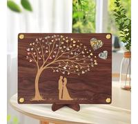 Wedding Gifts for Bride and Groom, Wooden Weddings Gift with Stand, Creative Wedding Gifts, Wooden Wedding Card, Gift Idea and Table Decoration. (A)