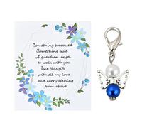 Wedding Gifts for Bride Something Blue Guardian Angel Charm with Blue Bead Bridal Wedding Keepsake Gift for Women Remembrance Memorial Blessing Accessory for Bride Couples