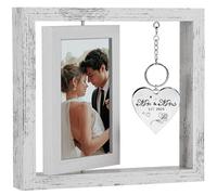 Wedding Gifts for Couples 2025,4x6 Rustic Wedding Frame,Rotating Floating Mr and Mrs Picture Frame,Cool Bridal Shower Gifts for Bride to Be,Engagement Gift for Couples Newlyweds