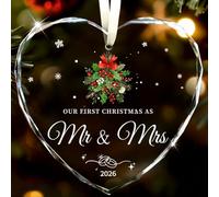 Wedding Gifts for Couples 2025, Our First Christmas as Mr and Mrs Ornament 2025 Engagement Gift Crystal Glass Ornament Newlywed Gift for Couples Just Married Gifts 2025