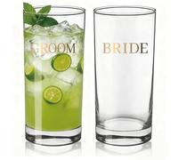 Wedding Gifts for Couples,Bride & Groom Wedding Highball Glasses,Drinking Glasses 10 Oz,Unique Gift for Engagement,Wedding, Newly-Married Anniversary