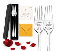 Wedding Gifts, Funny Engraved Stainless Steel Dinner Forks Set with Greeting Card, Till Death Do Us Dinner, Engagement Gifts for Couple, Engagement Gifts, Mr and Mrs Gifts Box