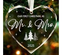 Wedding Gifts,Mr and Mrs Gift,Just Married for Newlywed Couple, Bride,Crystal Glass First Christmas Married Ornament(marry)